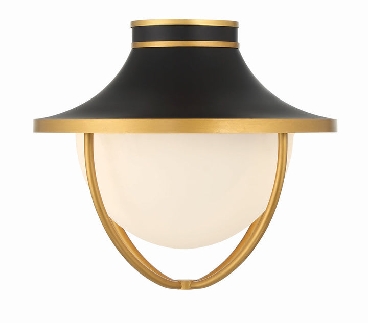 Atlas 2 Light Matte Black + Textured Gold Outdoor Semi Flush Mount Crystorama