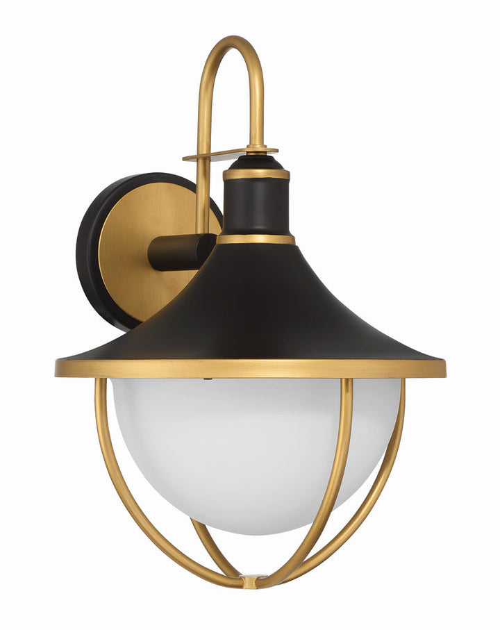 Atlas 1 Light Matte Black + Textured Gold Outdoor Sconce Crystorama