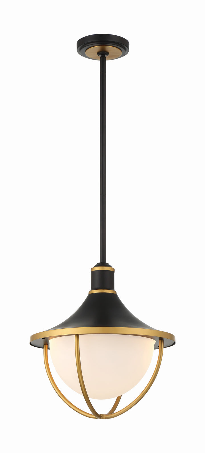 Atlas 3 Light Matte Black + Textured Gold Outdoor Pendant Crystorama