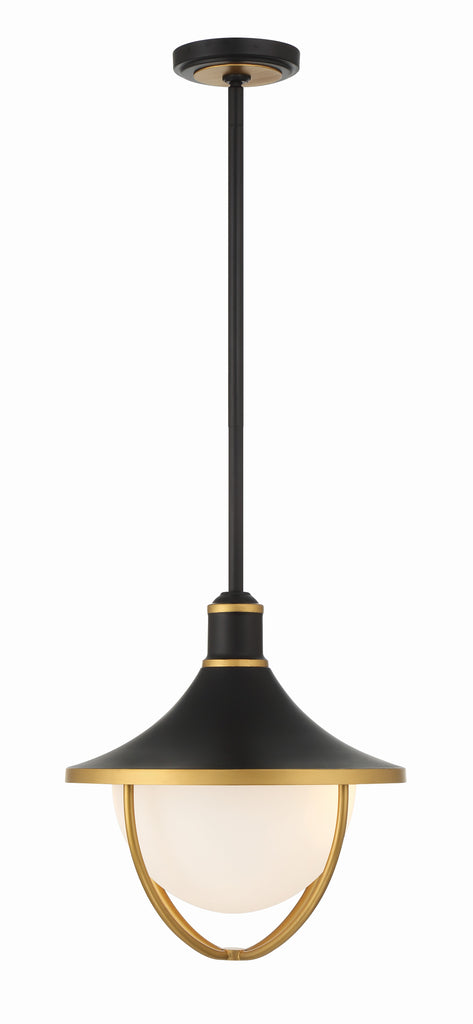 Atlas 3 Light Matte Black + Textured Gold Outdoor Pendant Crystorama