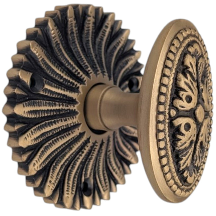 French Provincial Rosette Door Set with Avalon Oval Door Knobs (Several Finishes Available)