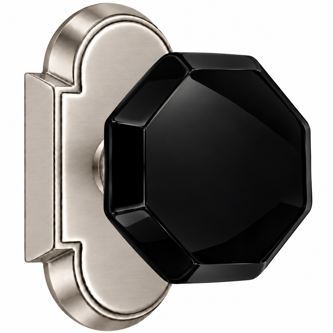 Magnifique® Arched Door Set with Black Glass Octagon Knobs (Several Finishes Available)