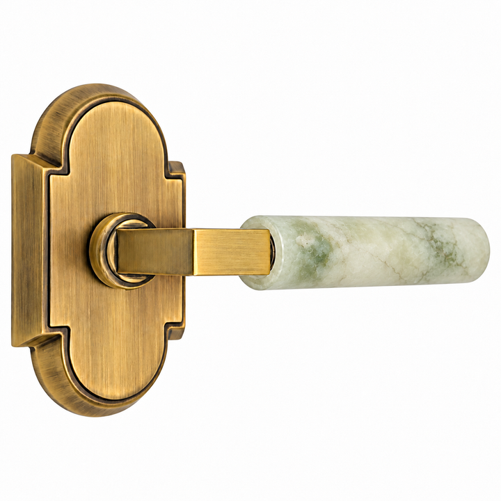 Magnifique® Arched Door Set with Modern Green Jade Lever (Several Finishes Available)