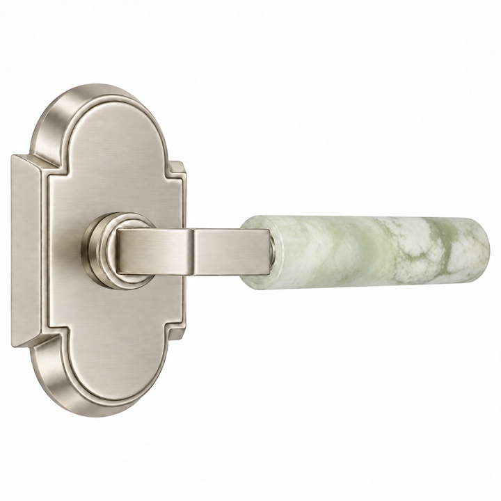 Magnifique® Arched Door Set with Modern Green Jade Lever (Several Finishes Available)