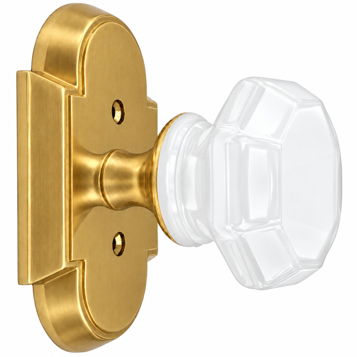 Magnifique® Arched Door Set with White Milk Glass Octagon Knobs (Several Finishes Available)