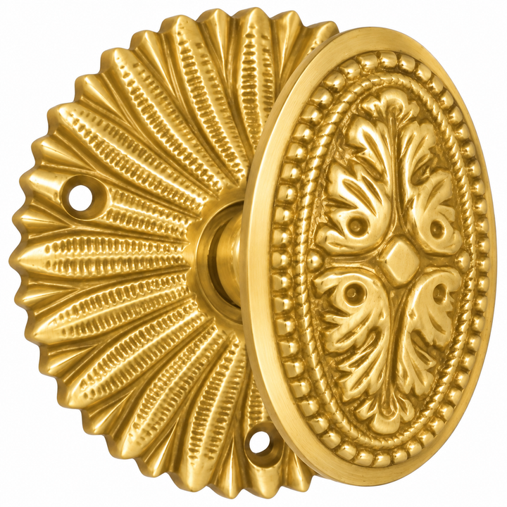 French Provincial Rosette Door Set with Avalon Oval Door Knobs (Several Finishes Available)