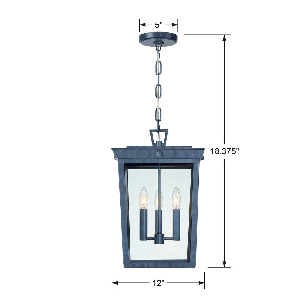 Belmont 3 Light Graphite Outdoor Pendant Crystorama