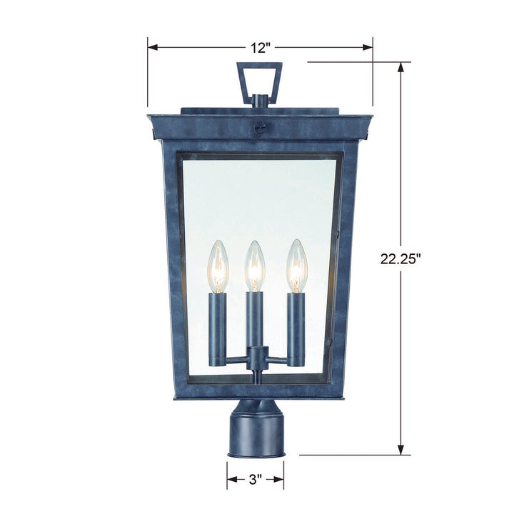 Belmont 3 Light Graphite Outdoor Post Crystorama