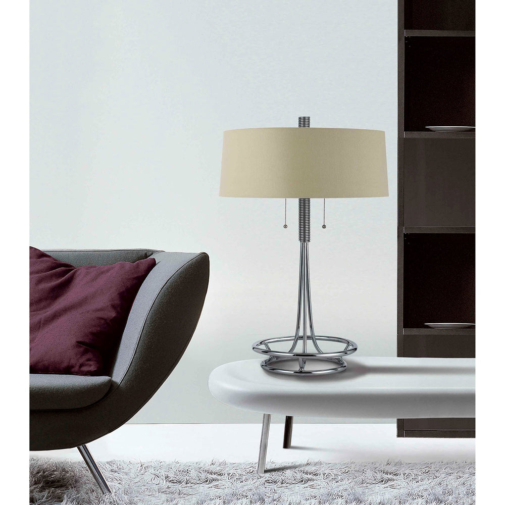 60W X 2 LECCEMETAL  TABLE LAMP WITH BURLAP SHADE Cal Lighting