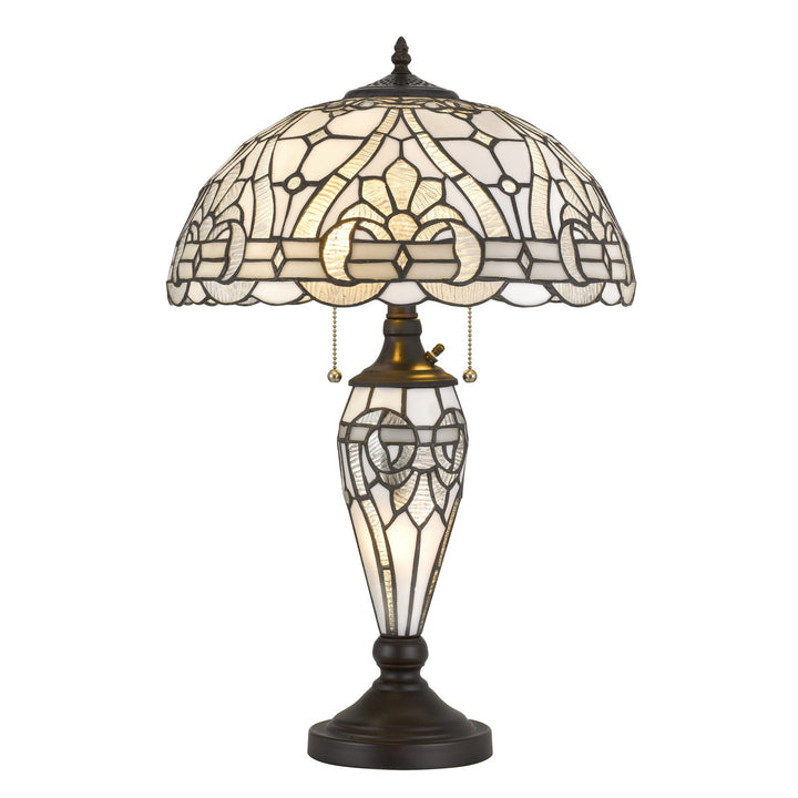 60W X 2 TIFFANY TABLE LAMP WITH 7W NIGHT LIGHT Cal Lighting