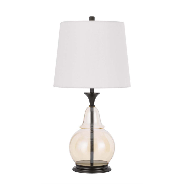 150W 3 WAY KITTERY GLASS TABLE LAMP WITH HARDBACK FABRIC SHADE Cal Lighting