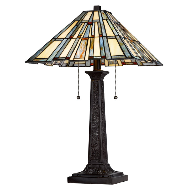 60W X 2 METAL/RESIN TIFFANY TABLE LAMP WITH PULL CHAIN SWITCHES Cal Lighting