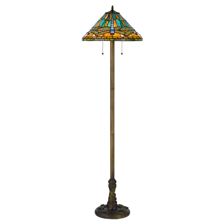 60W X 2 METAL/RESIN TIFFANY TABLE LAMP WITH PULL CHAIN SWITCHES Cal Lighting