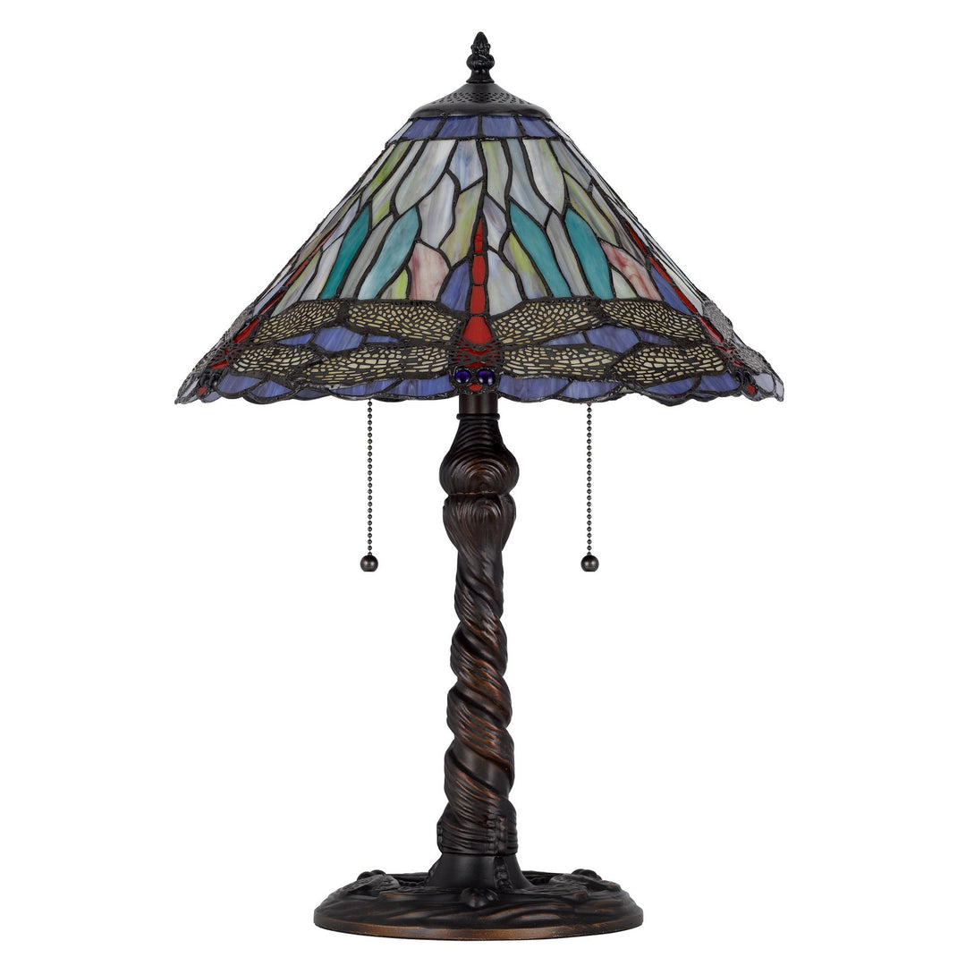 60W X 2 METAL/RESIN TIFFANY TABLE LAMP WITH PULL CHAIN SWITCHES Cal Lighting