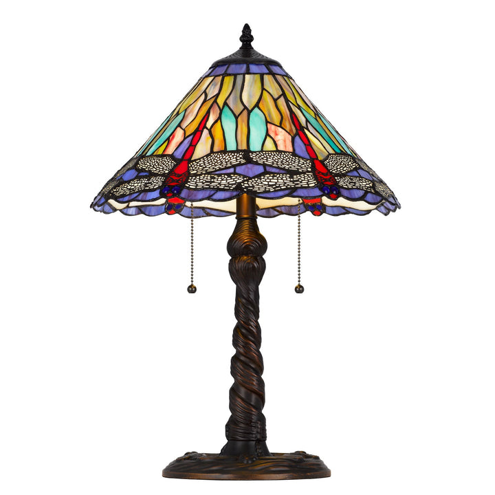 60W X 2 METAL/RESIN TIFFANY TABLE LAMP WITH PULL CHAIN SWITCHES Cal Lighting