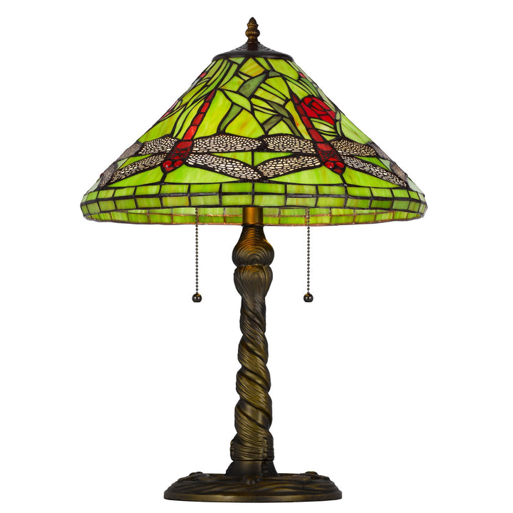 60W X 2 METAL/RESIN TIFFANY TABLE LAMP WITH PULL CHAIN SWITCHES Cal Lighting