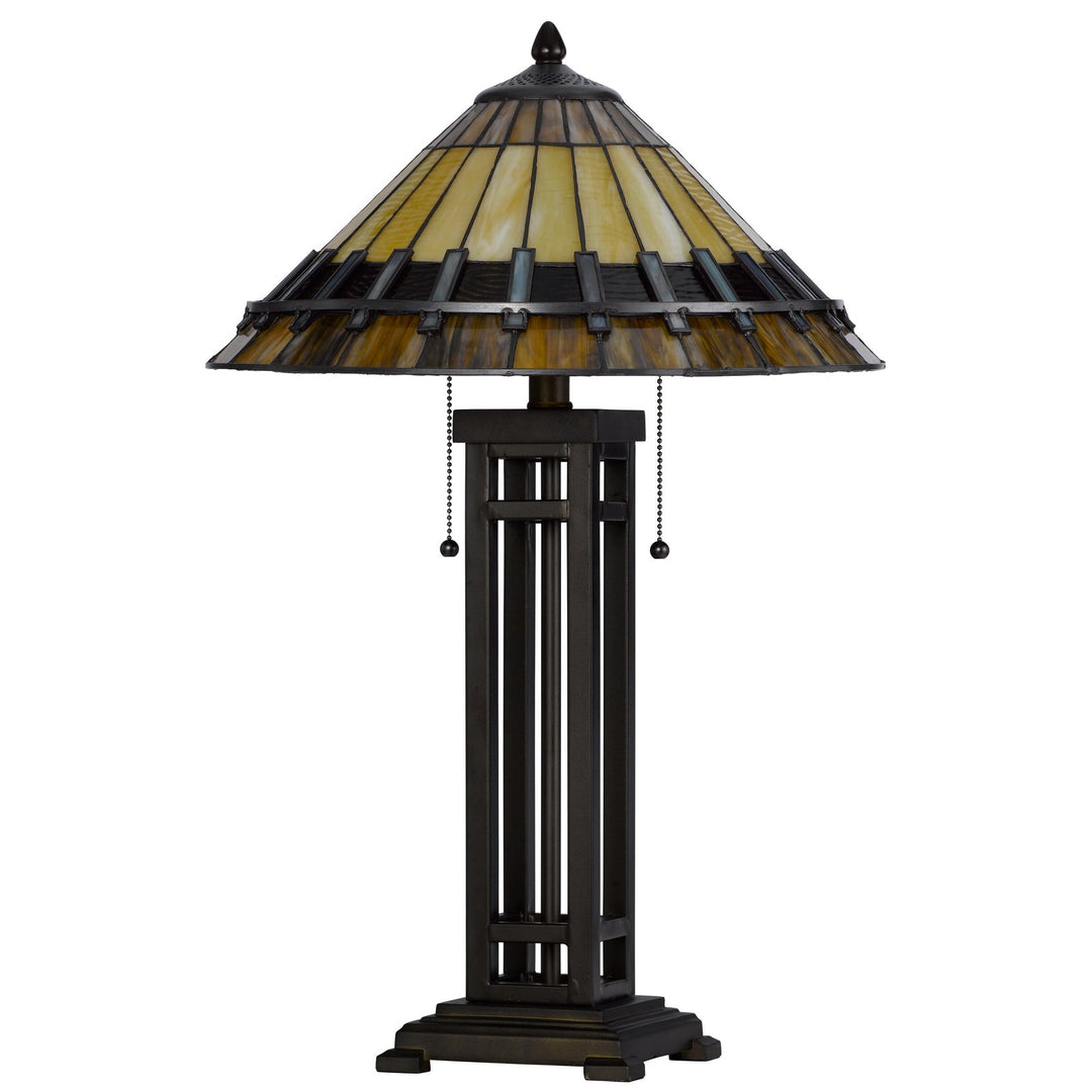 60W X 2 METAL/RESIN TIFFANY TABLE LAMP WITH PULL CHAIN SWITCHES Cal Lighting