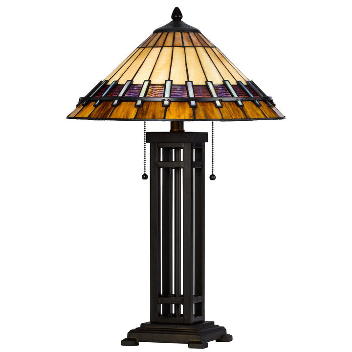 60W X 2 METAL/RESIN TIFFANY TABLE LAMP WITH PULL CHAIN SWITCHES Cal Lighting