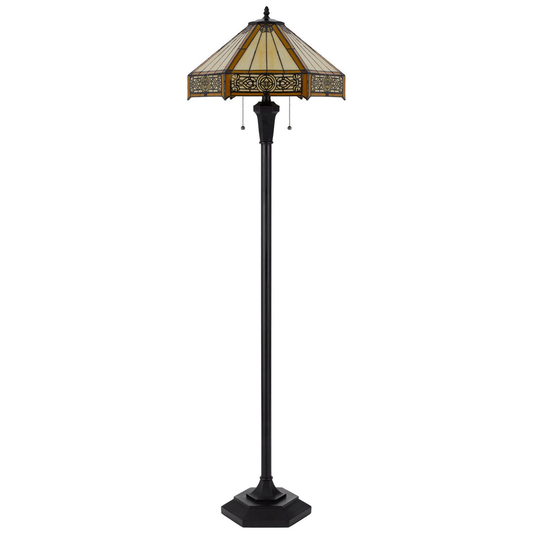 60W X 2 METAL/RESIN TIFFANY TABLE LAMP WITH PULL CHAIN SWITCHES Cal Lighting