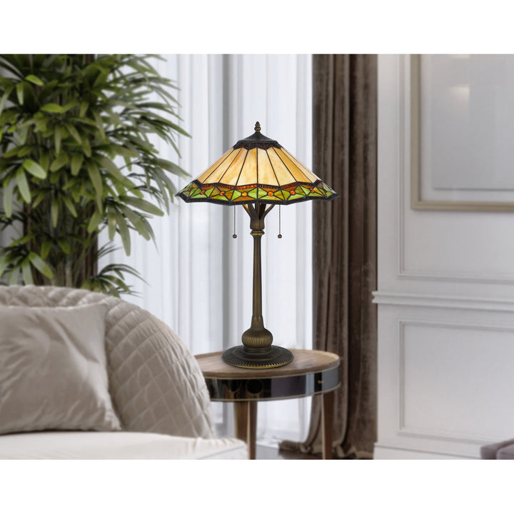 60W X 2 ARMSCROFT TIFFANY TABLE LAMP Cal Lighting