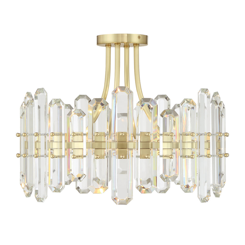 Crystorama Crystorama Bolton 4 Light Aged Brass Semi Flush Mount