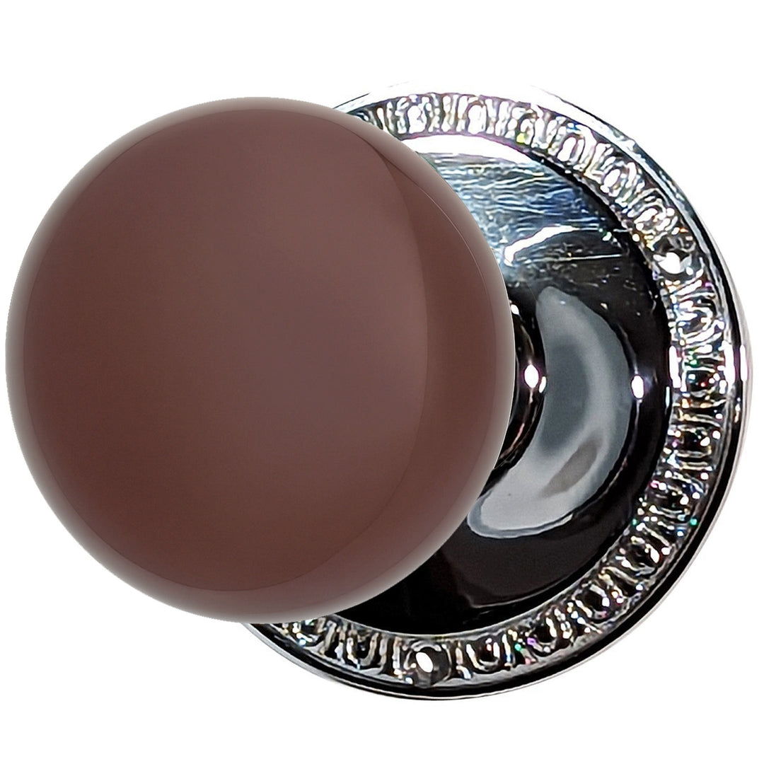 Egg & Dart Rosette Door Set with Brown Porcelain Door Knobs (Several Finishes Available)
