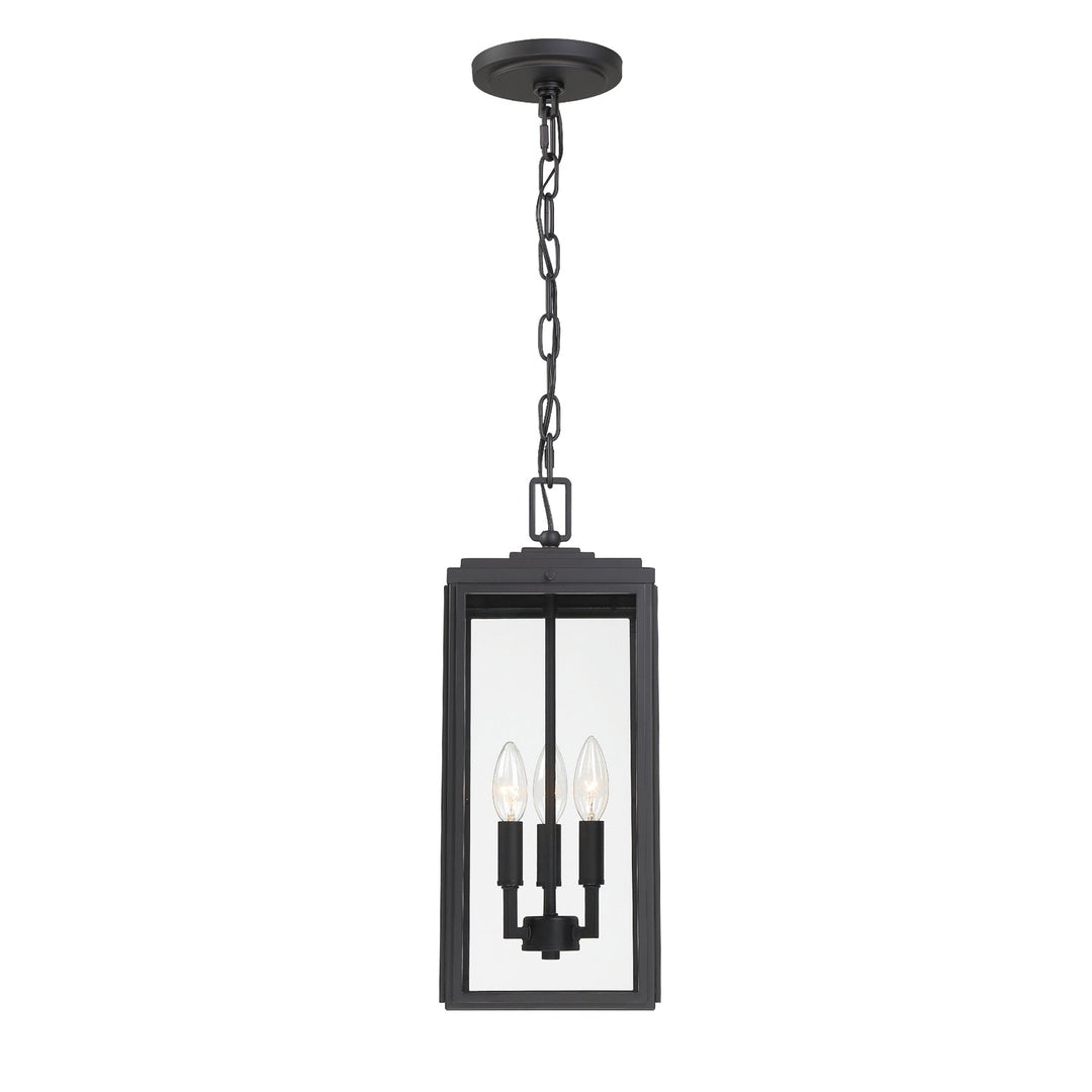 Byron 3 Light Matte Black Outdoor Pendant Crystorama