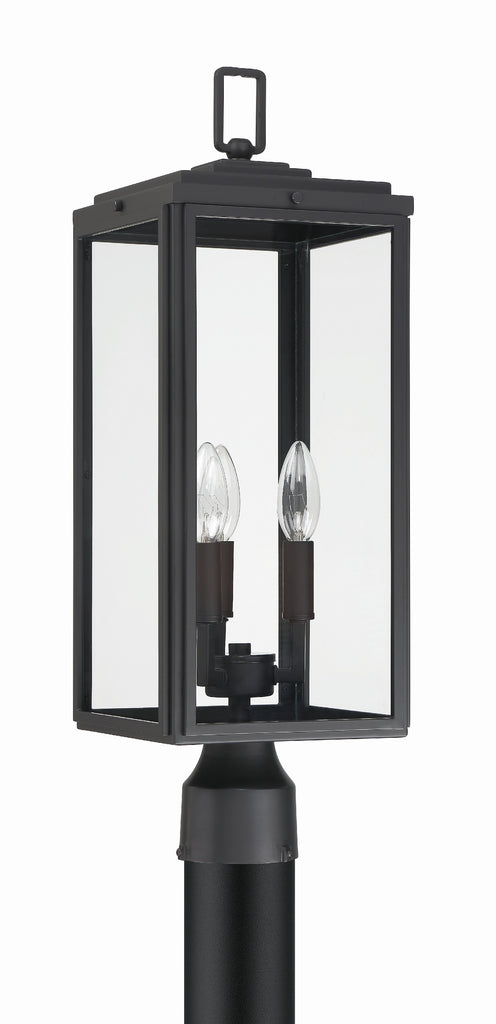 Byron 3 Light Matte Black Outdoor Post Crystorama