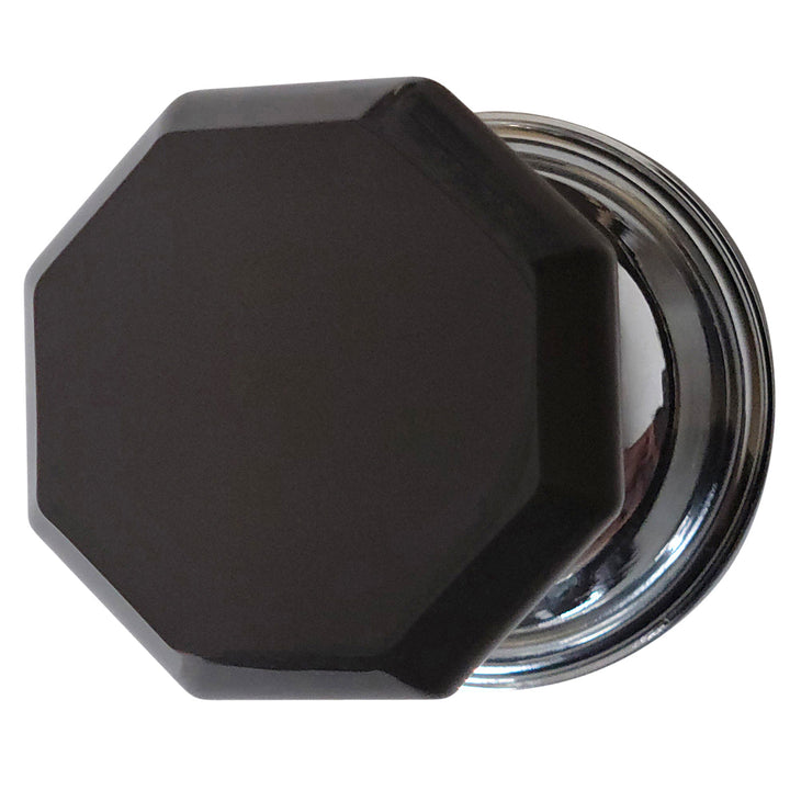 Traditional Rosette Door Set with Black Octagon Crystal Door Knobs (Several Finishes Available) COPPER MOUNTAIN HARDWARE