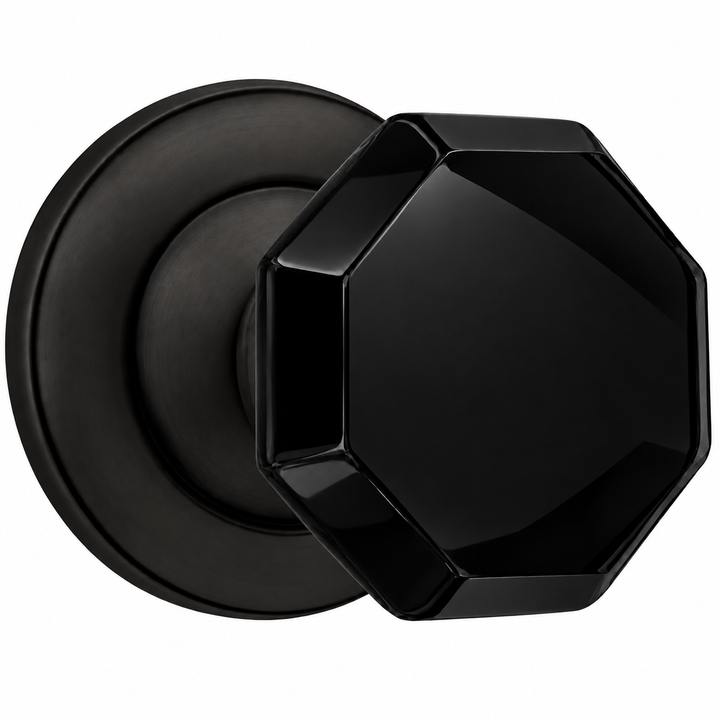 Magnifique® Classic Door Set with Black Glass Octagon Knobs (Several Finishes Available)