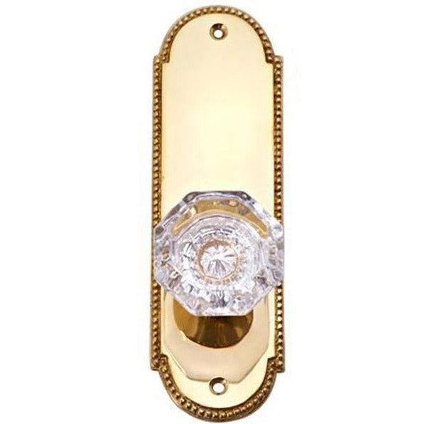 ##Antique Hardware## Arched Beaded Backplate Door Set with Octagon Crystal Door Knobs (Several Finishes Available)