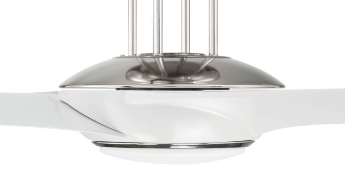 Antique Hardware 54" Cam in White/Polished Nickel w/ White Blades Ceiling Fan