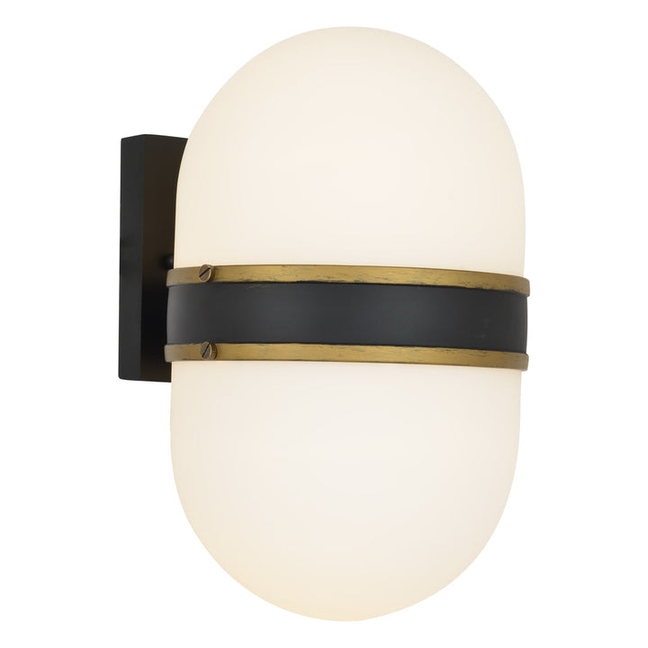 Brian Patrick Flynn Capsule 2 Light Matte Black + Textured Gold Outdoor Sconce Crystorama