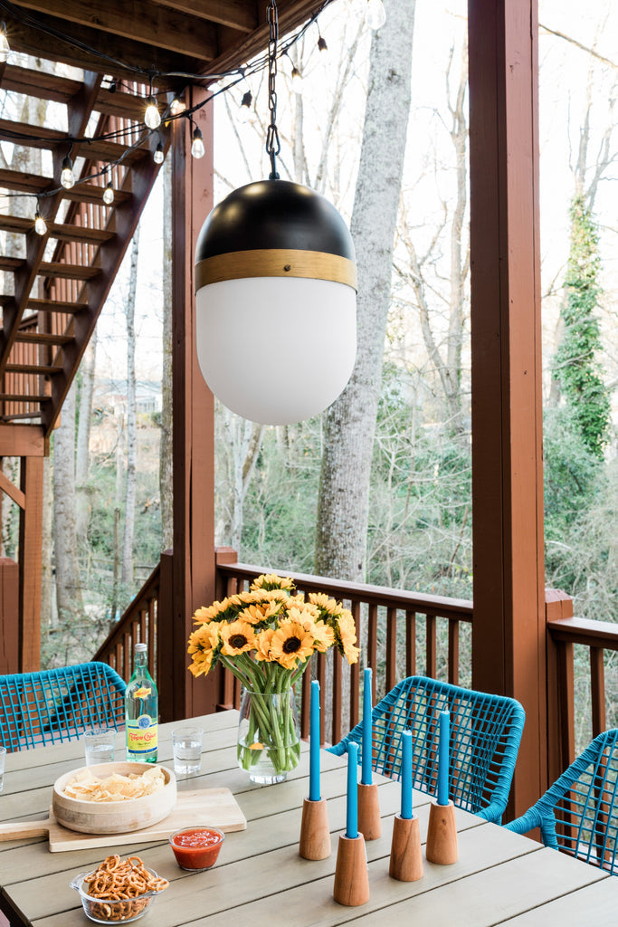 Brian Patrick Flynn Capsule 3 Light Matte Black + Textured Gold Outdoor Pendant Crystorama