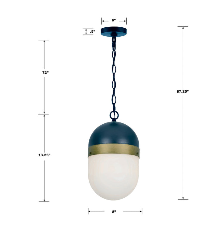 Brian Patrick Flynn Capsule 1 Light Matte Black + Textured Gold Outdoor Pendant Crystorama