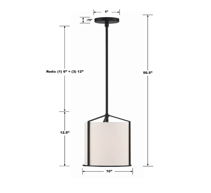 Carlyn 1 Light Black Mini Pendant Crystorama