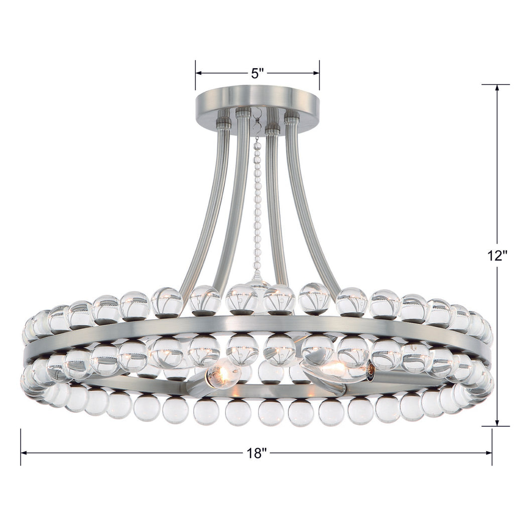 Crystorama Crystorama Clover 4 Light Aged Brass Semi Flush Mount