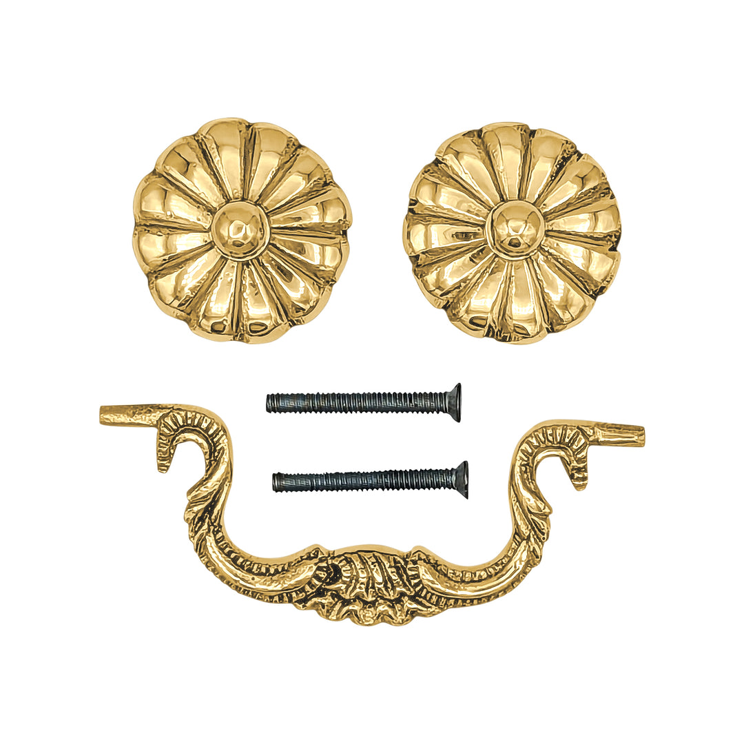 4 1/2 Inch Beaded Victorian Bail Pull with Petal Mount