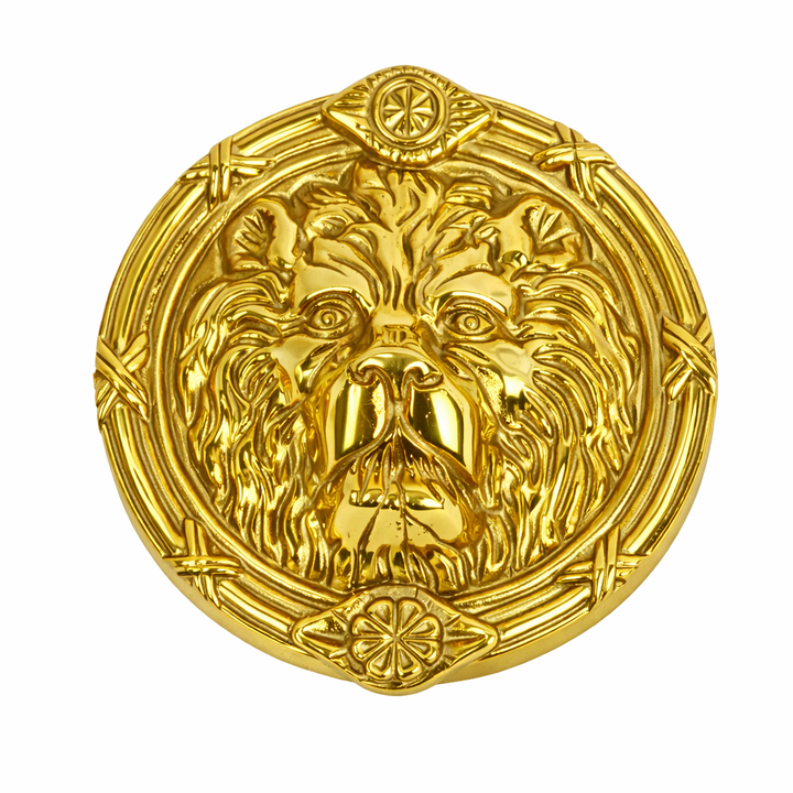 3 1/2 Inch Solid Brass Ribbon & Reed Lion Curtain Tie Back (Several Finishes Available)