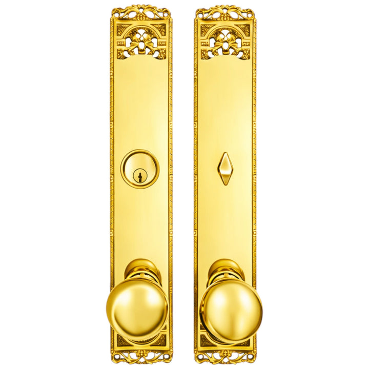 Long Cornice Plate Single Door Deadbolt Entryway Set (Several Finish & Knob Options)