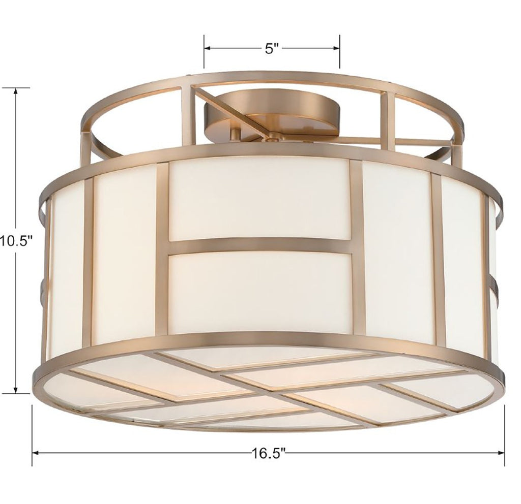 Crystorama Crystorama Libby Langdon Danielson 3 Light Vibrant Gold Semi Flush Mount