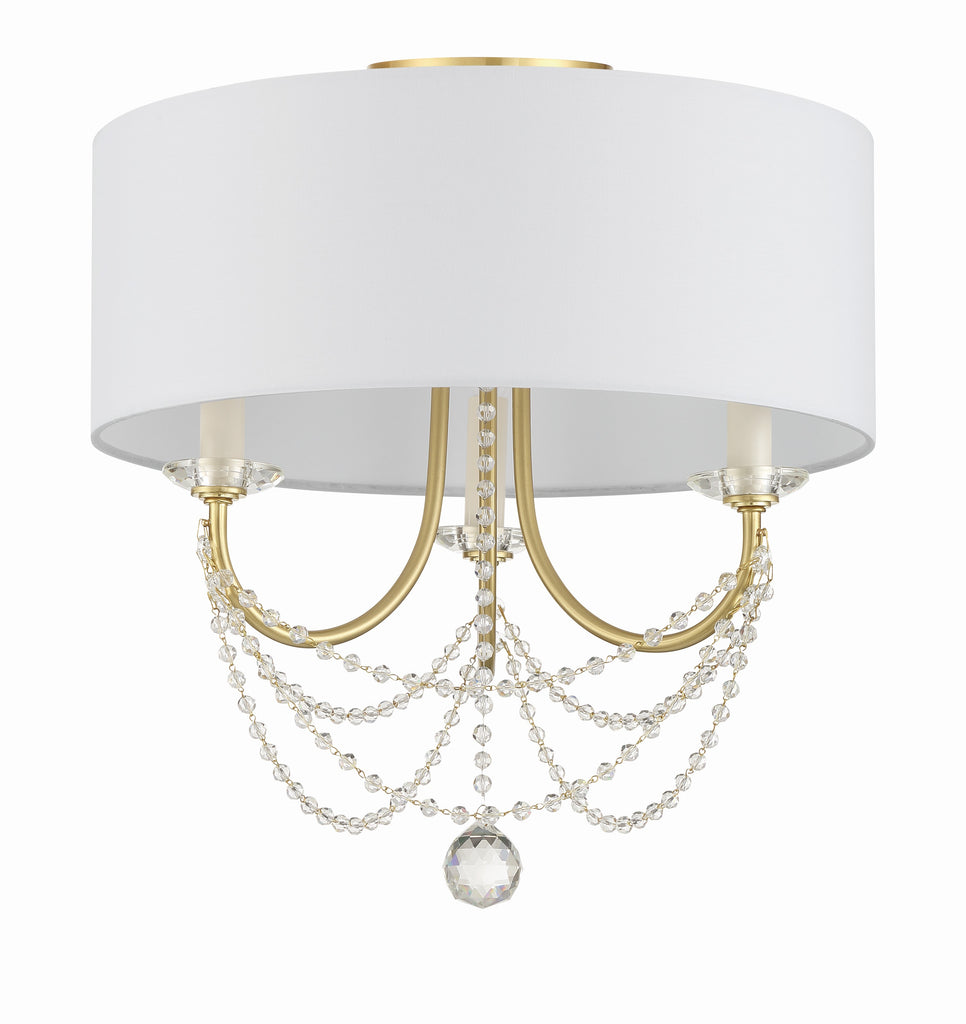 Crystorama Crystorama Delilah 3 Light Aged Brass Semi Flush Mount