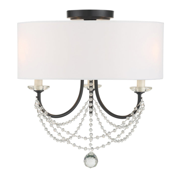 Crystorama Crystorama Delilah 3 Light Matte Black Semi Flush Mount