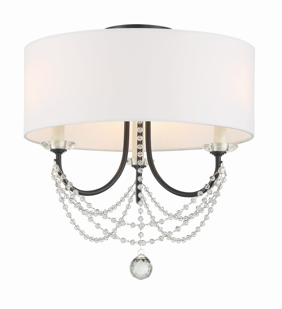 Crystorama Crystorama Delilah 3 Light Matte Black Semi Flush Mount