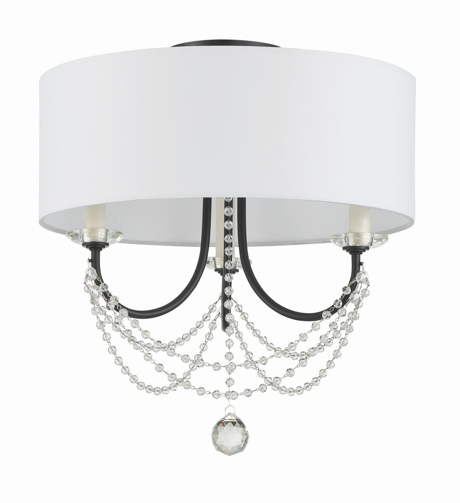 Crystorama Crystorama Delilah 3 Light Matte Black Semi Flush Mount