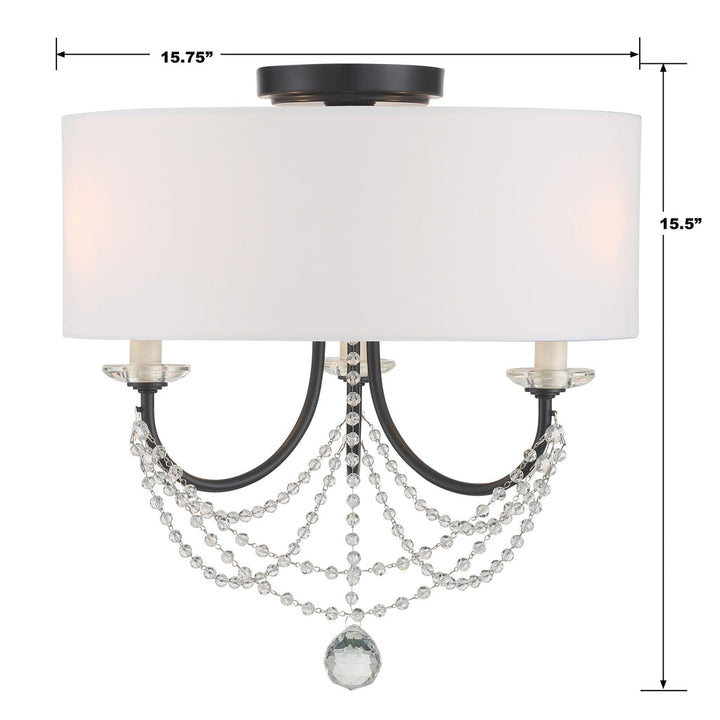 Crystorama Crystorama Delilah 3 Light Matte Black Semi Flush Mount