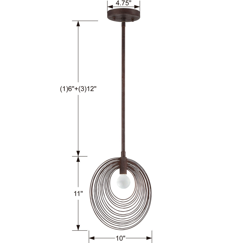 Doral 1 Light Forged Bronze Mini Pendant Crystorama