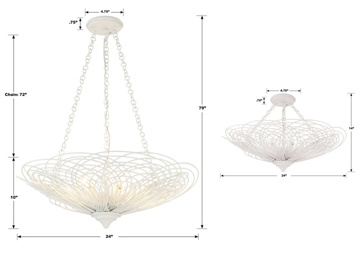 Crystorama Crystorama Doral 6 Light Matte White Semi Flush Mount