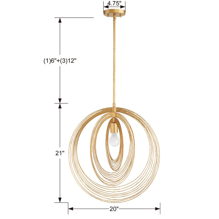 Doral 1 Light Renaissance Gold Pendant Crystorama