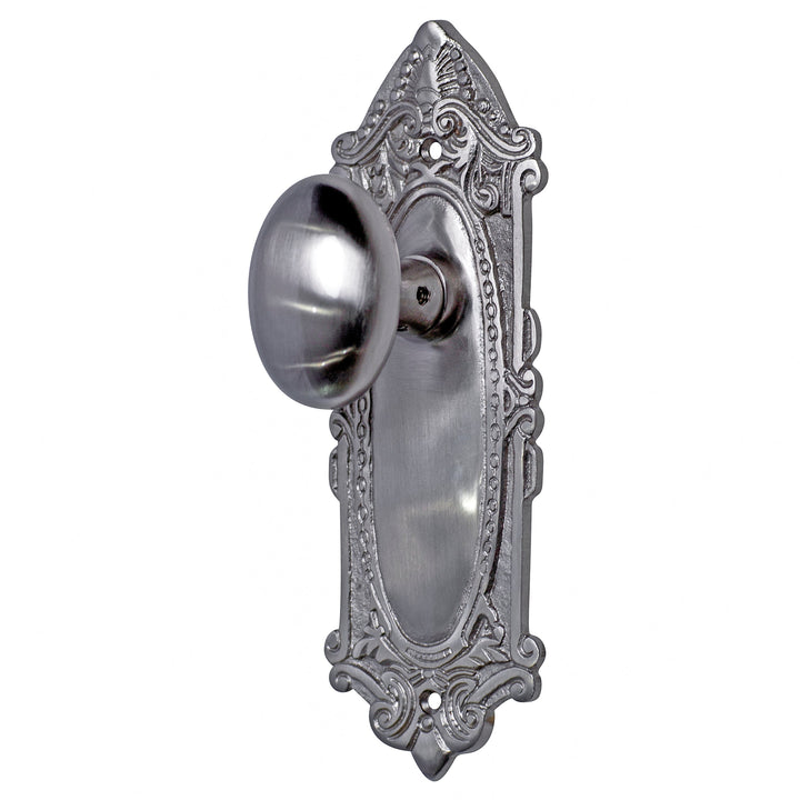 Ornate Victorian Long Backplate Door Set with Egg Door Knobs (Several Finishes Available) COPPER MOUNTAIN HARDWARE